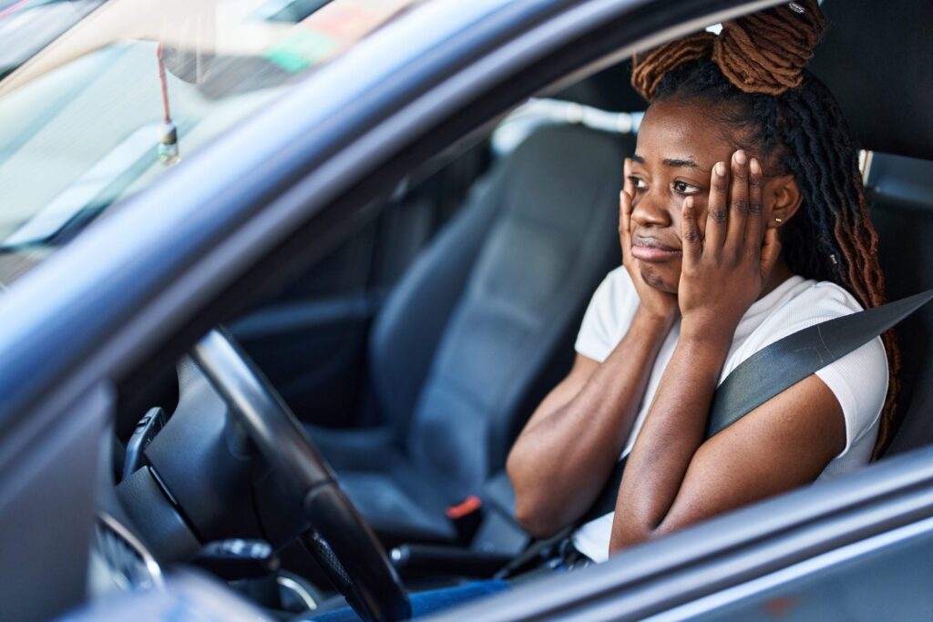 Unhappy female driver