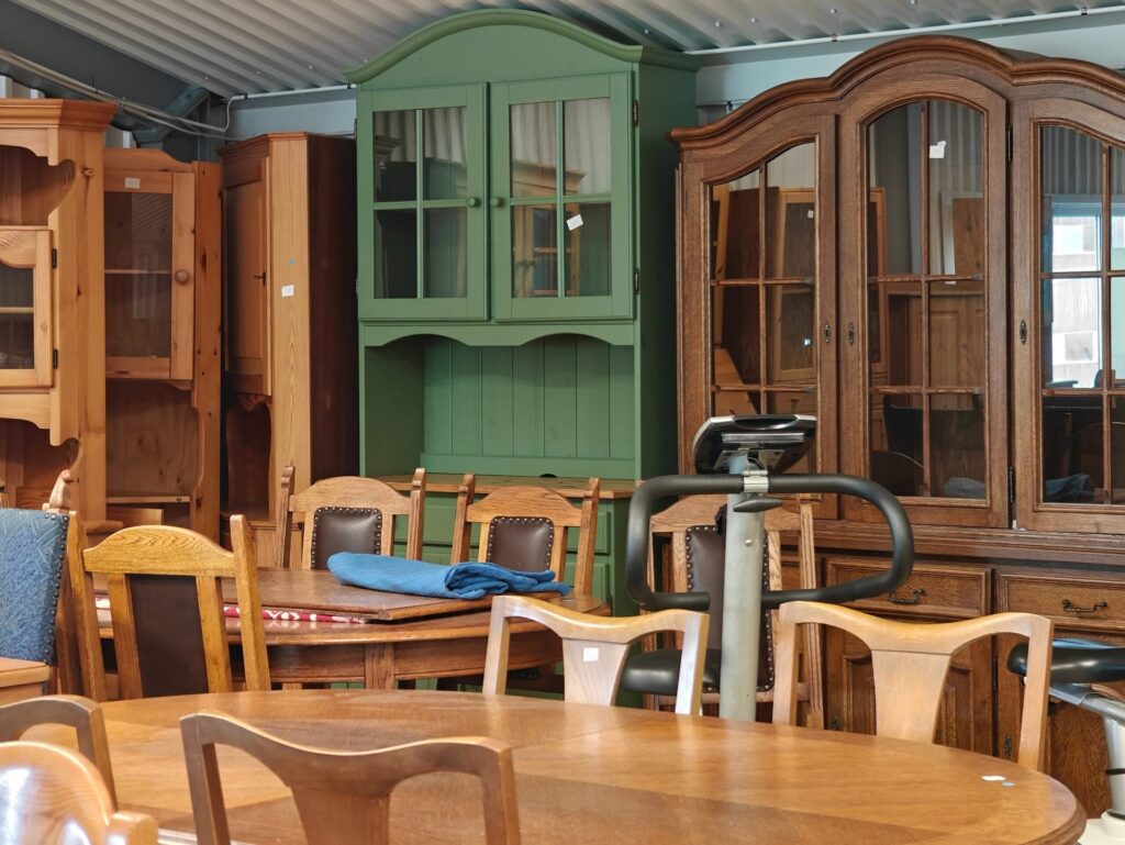 A large warehouse of used, secondhand furniture