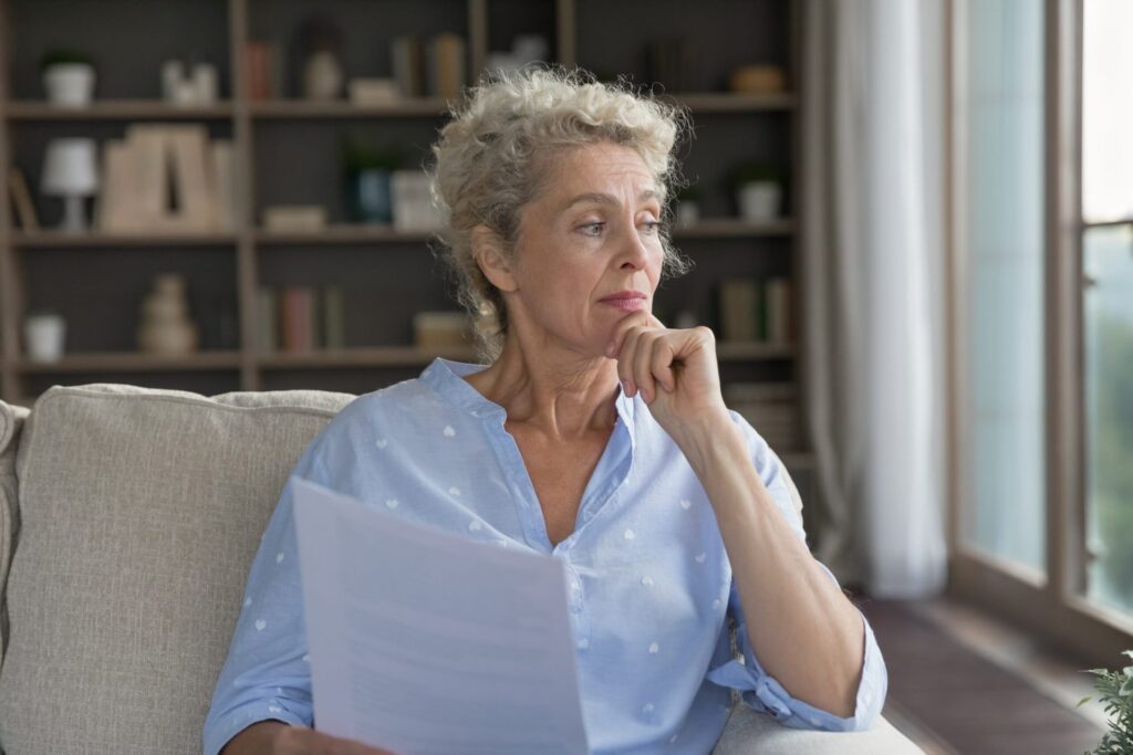 Worried senior woman