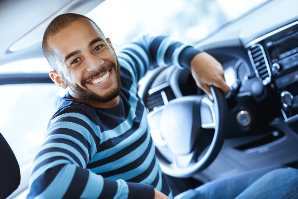 Happy male driver