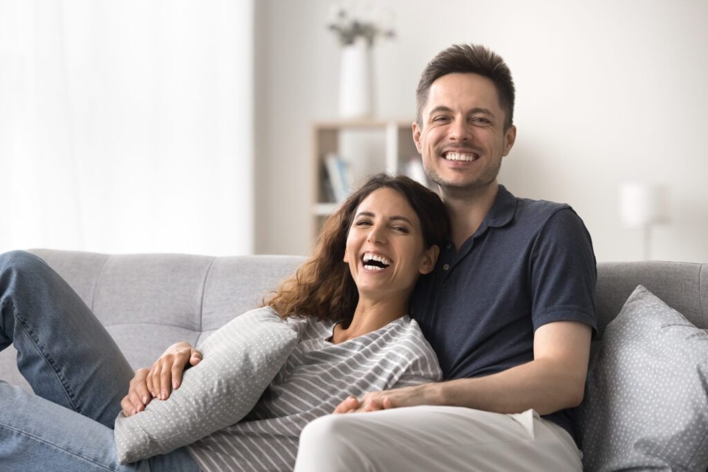 Happy couple at home