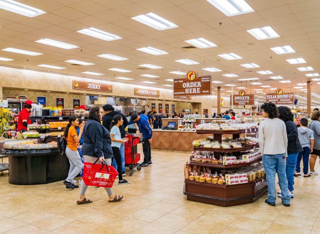 Inside of a Buc-ee's convenience store in Texas.