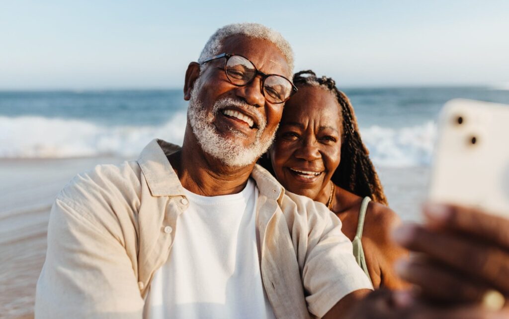 Retired couple on the beach